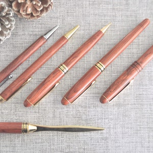 Biro hecho a mano de palisandro, bolígrafo, abrecartas o lápiz, madera de madera de escritura para mujeres para hombres, acabado liso de alta calidad - Liso