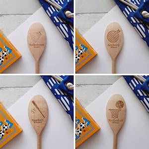 Sports Day Spoons - Personalised Wooden Awards - Various sports to choose from, great gifts for sports day events
