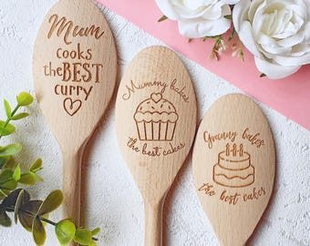 Grandma Bakes The Best Cakes Personalised Baking Wooden Spoon, Mothers Day Spoon Gift, Cake Baking, Birthday Gift, Nana, Nanny, Granny