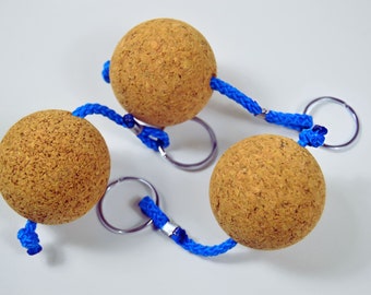 Cork ball round keyring, floating water sports keys chain, key holder marina, float, hotel room Key, yacht, natural, renewable product