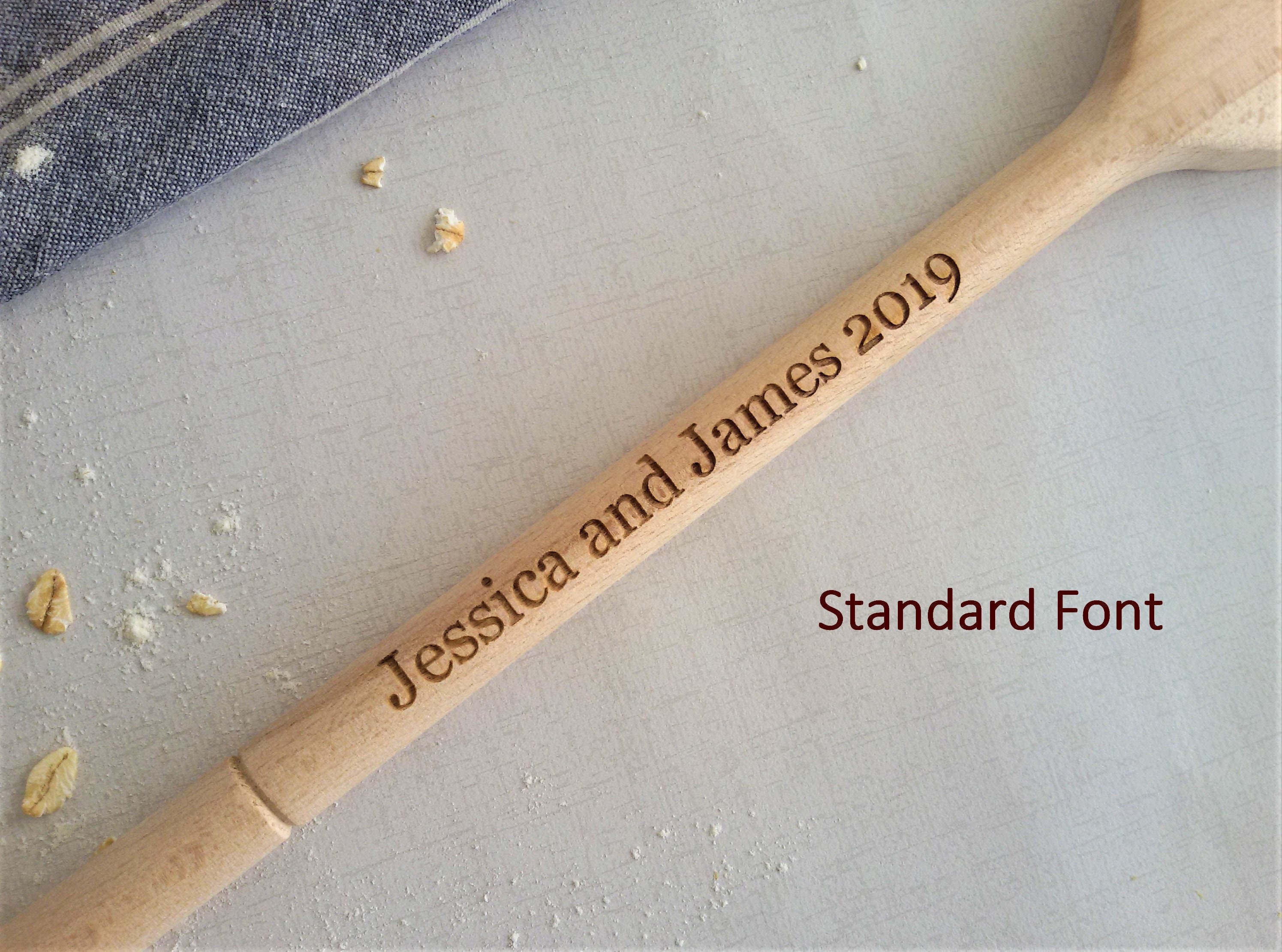 5th Wedding Anniversary, Celebrating 5 Years of Marriage, Wooden Spoon Design, Gift / Present For Him / Her, Happy Couple, Wood Present