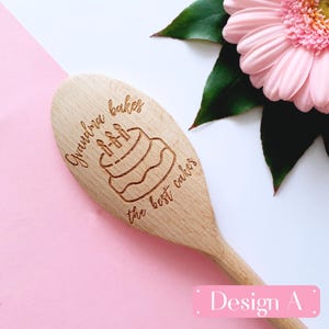 Grandma Bakes The Best Cakes Personalised Baking Wooden Spoon, Mothers Day Spoon Gift, Cake Baking, Birthday Gift, Nana, Nanny, Granny image 10