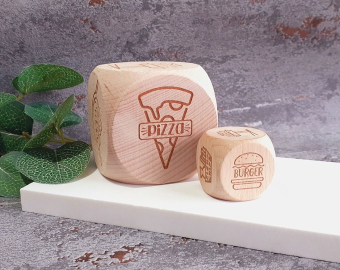 Takeaway Dice / Food Decision Dice Personalised Gift, Take Away, Six Sided / 30mm or 60mm size, Can be custom designs of your own