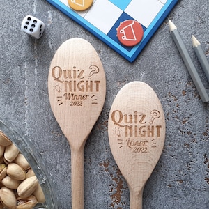 Personalised Quiz Night Wooden Spoon - Winner / Loser, Games, Trivia, Award, Pub - Choose from three sizes - Just Wood