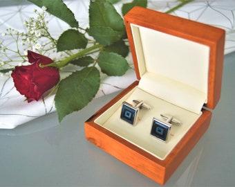 Beautiful Wooden hand finished cufflink box jewellery wedding gift, Bride, groom, best man personalised laser engraved Wife, Husband