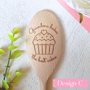 Grandma Bakes The Best Cakes Personalised Baking Wooden Spoon, Mothers Day Spoon Gift, Cake Baking, Birthday Gift, Nana, Nanny, Granny image 4