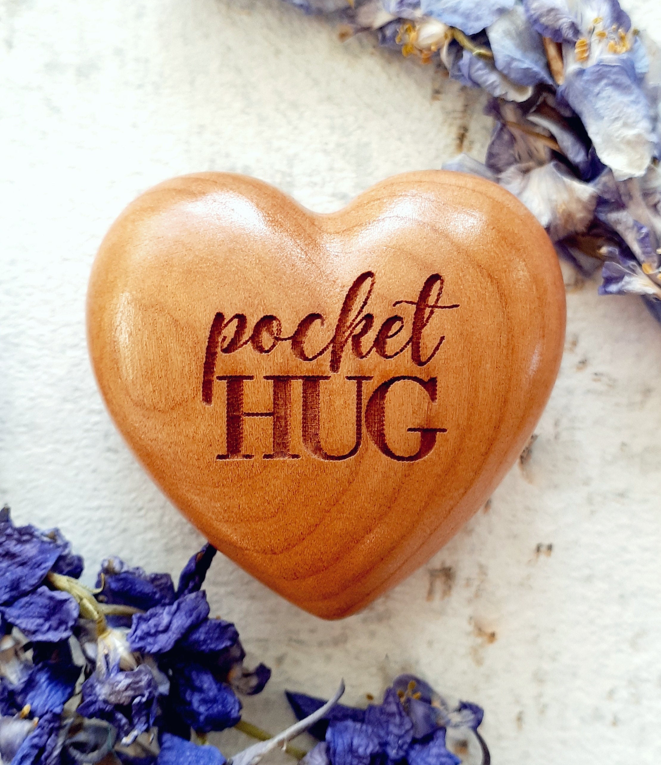 Mooseys Cherry Wood Pocket Hug Heart Token – Gift For Loved Ones, Handmade In UK