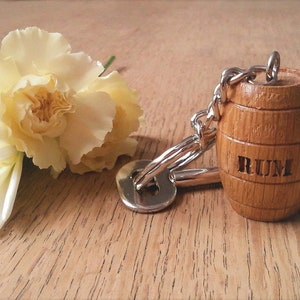 Personalised Wooden barrel keyring wood oak rustic, plain, Spices, Rum, Whisky, Port, Beer, Ale, Burton-on-Trent Brewing Silver