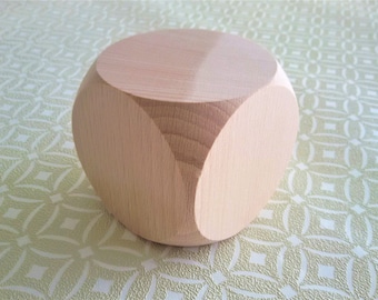 Grandi dadi in legno, in legno di faggio grezzo, dadi lisci e arrotondati per lavori artigianali, decoupage, pirografia, arte fai da te, pedine per giochi educativi, 60 mm