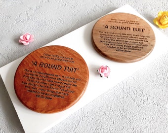 Imperfect "A Round Tuit", Turned Wooden Coaster, Lime, Cherry, Sycamore, Walnut, Wood, Perfect Gift Idea, For Him, Her, Birthday, Christmas!