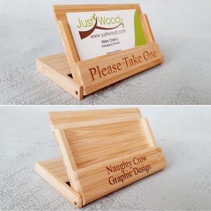 Personalised Wooden Business Card Holder - Name, position, high quality, pocket friendly, 1 or 2 lines.