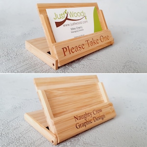 Personalised Wooden Business Card Holder Name, position, high quality, pocket friendly, 1 or 2 lines. image 1