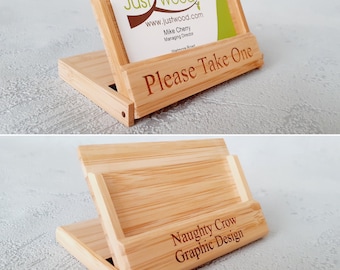 Personalised Wooden Business Card Holder - Name, position, high quality, pocket friendly, 1 or 2 lines.