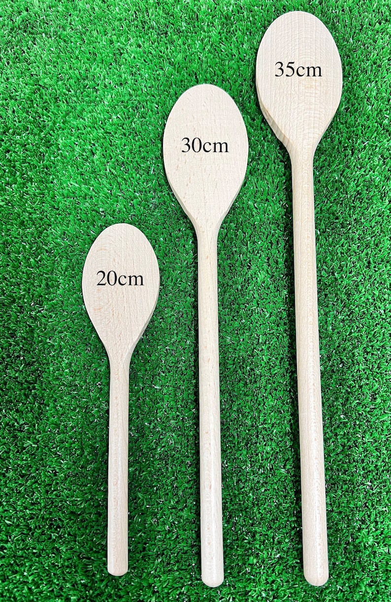 Personalised Wooden Spoon, Cooking, Chef, Award, any text or logo can be engraved on the handle and head, laser engraved, 20cm, 30cm, 35cm image 9