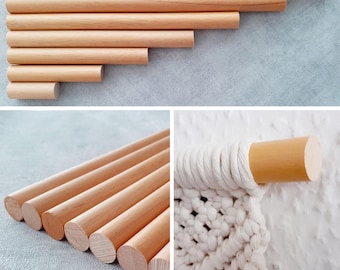 Ramin Wood Dowel Rod, Smooth Wooden Craft Stick for Macramé, Wall Hangings, DIY Projects, Natural Polished, Crafts, Various lengths