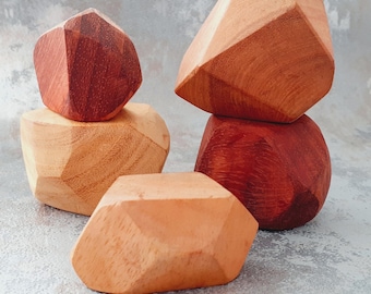 Wooden Stacking Stones, Balancing Blocks for Kids, Montessori Toy, Handcrafted Natural Wood, Educational & Creative Play Gift