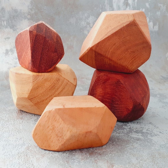 Wooden Stacking Stones, Balancing Blocks for Kids, Montessori Toy, Handcrafted Natural Wood, Educational & Creative Play Gift