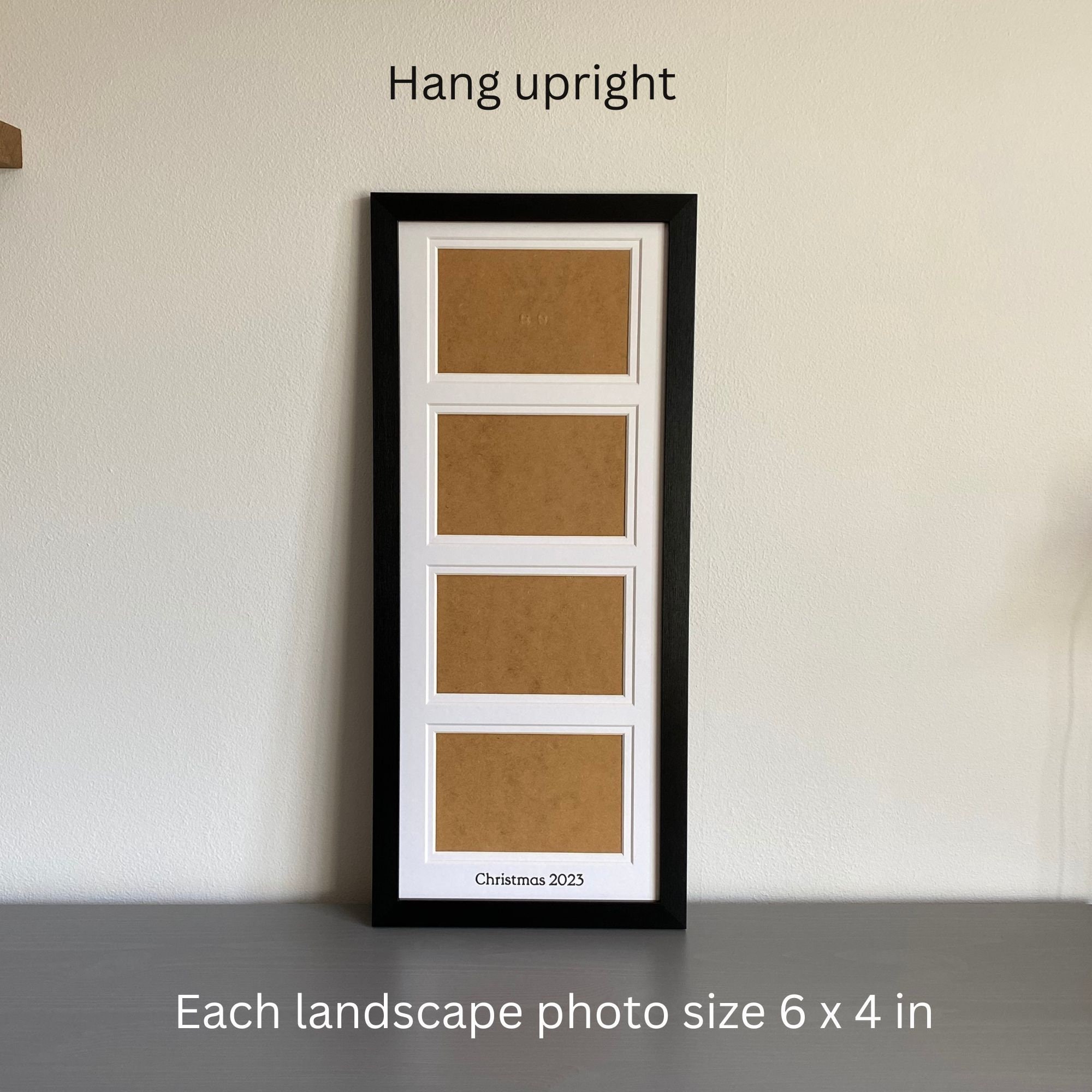 Personalised 4 Aperture Photo Frame 20x8, Black Wall Hanging Multi ...
