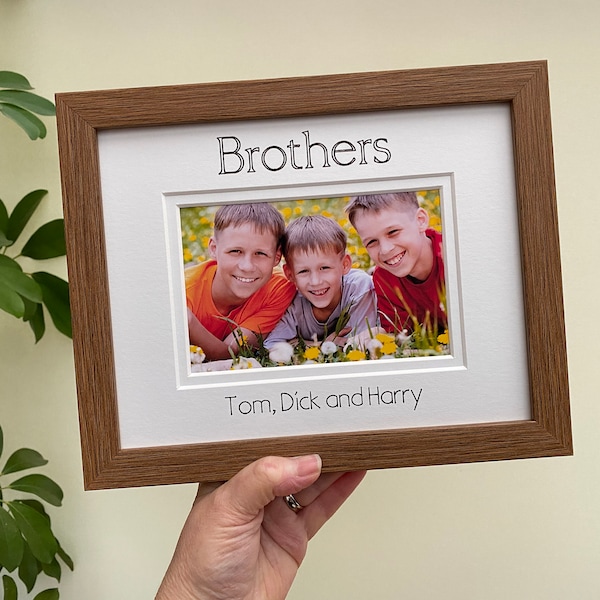 Personalised Brothers Picture Frame Gift for Brother, Birthday Siblings Twins Gift from Little Brother Big Bro, Landscape Photo size 6 x 4