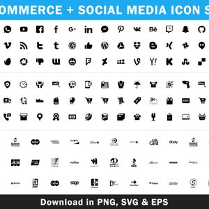 All-in-One Ecommerce + Online Website Icon Pack // Minimal Black PNG // Instagram Business Icons // Blog Icons