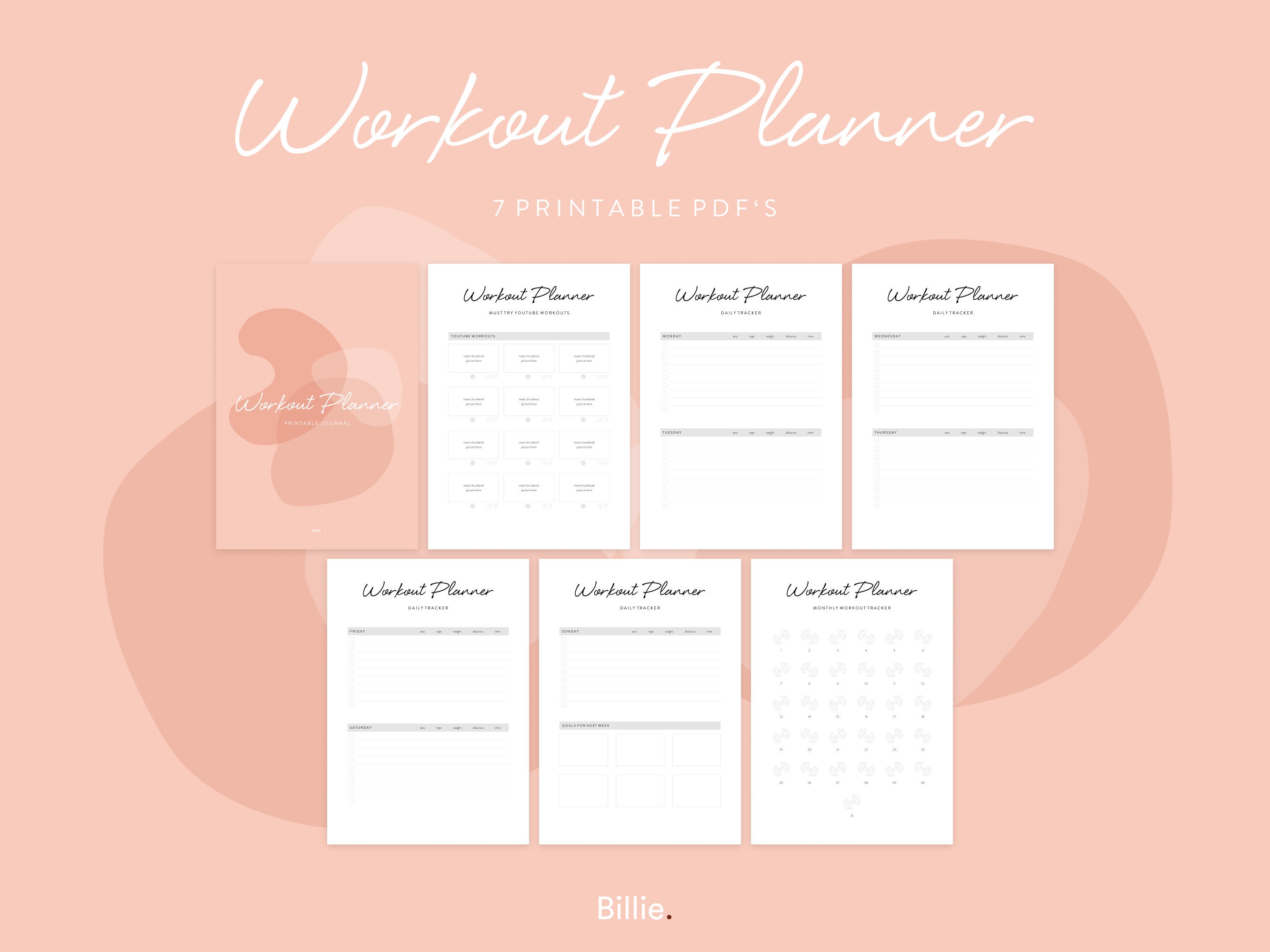 Workout Planner Printable Tagebuch Tagebuch Tracker | Etsy