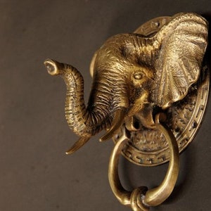 ELEPHANT Brass Door Knocker, Antique Elephant Face Door Knocker, Elephant Head Front Door Knocker, Elephant Banger, Welcome Door Knocker
