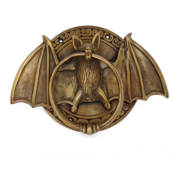 BAT Brass Door Knocker, Antique Bat Wing Door Knocker, Vampire Front Door Knocker, Bat Wing Banger, Vampire Welcome Door Knocker