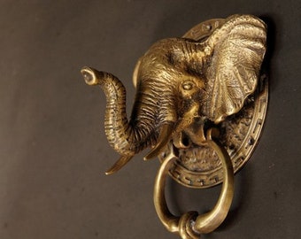 ELEPHANT Brass Door Knocker, Antique Elephant Face Door Knocker, Elephant Head Front Door Knocker, Elephant Banger, Welcome Door Knocker