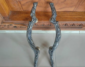 20" antiek messing deurkruk Gesneden houten model, deurkruk, messing deurkruk, buitendeurkruk, hoofddeurkruk, toegangsdeurkruk