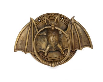 BAT Brass Door Knocker, Antique Bat Wing Door Knocker, Vampire Front Door Knocker, Bat Wing Banger, Vampire Welcome Door Knocker