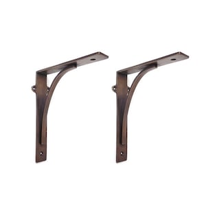 Shelf Bracket Brass CURVED, Wall Shelf Bracket, Decorative Shelf Bracket, Heavy Duty Bracket, Rustic Shelf Bracket, Antique Shelving