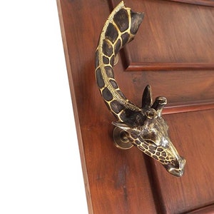 11" GIRAFFE Door Handle Antique Brass, Animal Door Handles, Wild Door Pull, Exterior Door Pull, Main Door Handle, Entry Door Handle