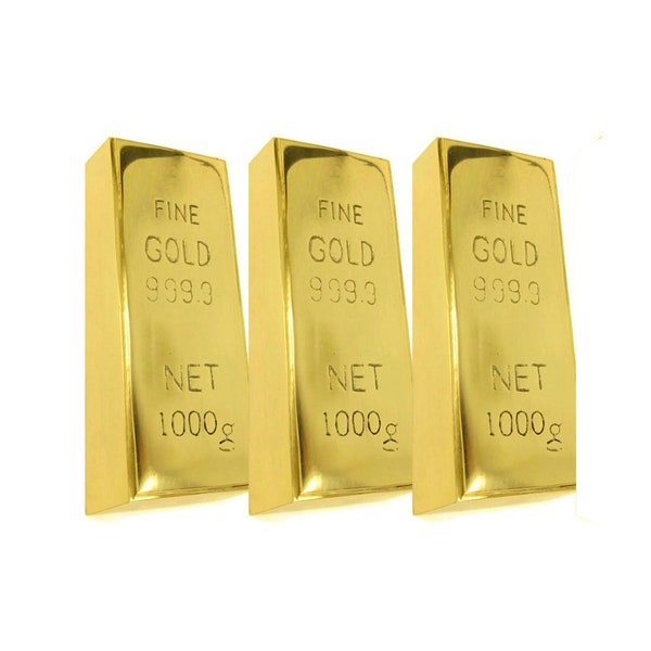1kg 35oz Fake Gold Bar Bullion Door Stop Brass Prop, Replica Gold Bar Paperweight Gift Joke