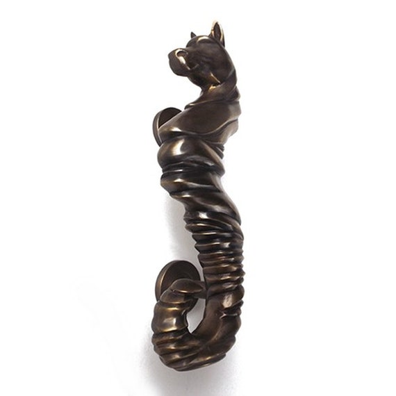 11インチ タツノオトシゴ真鍮ドアハンドル モダニストモデル、動物ドア