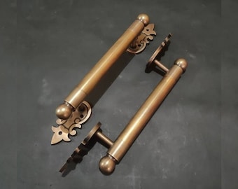 Pair Entry Door Pull Antique 13", Barn Door Handle, Entry Door Handle, Brass Door Handle Pull, Door Handle Set, Front Door Handle