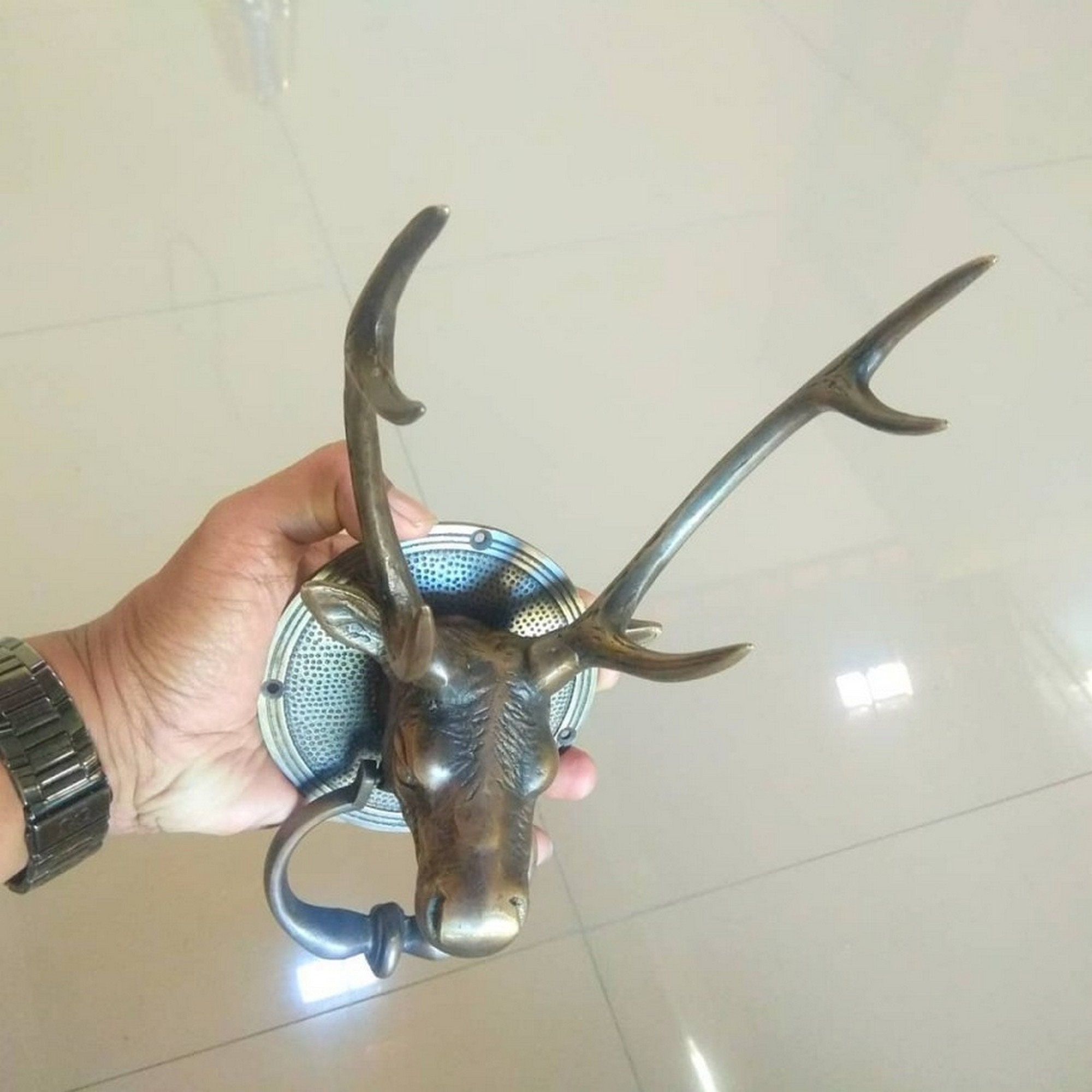 DEER Brass Door Knocker, Antique Deer Face Door Knocker, Deer Head