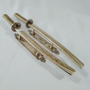 SAMURAI Entry Door Handle Pull, KATANA Long Door Handle Pull, Antique Brass handle Pull Main Door, Front Door Handle