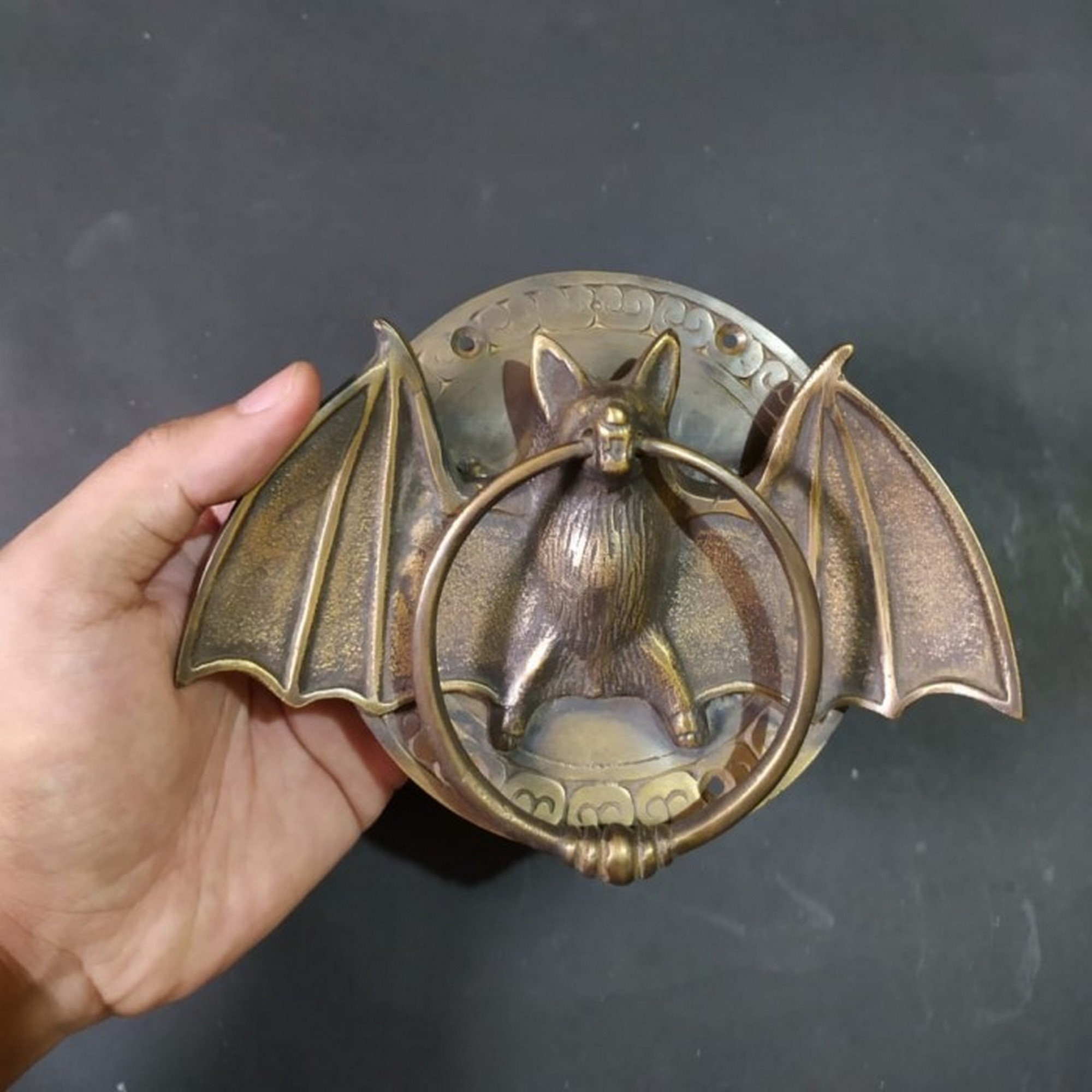 BAT Brass Door Knocker, Antique Bat Wing Door Knocker, Vampire Front ...