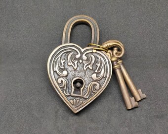 ハート南京錠、ラブ南京錠、アンティーク南京錠、真鍮南京錠セット