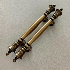 Pair Brass Door Handle Bell Model, Brass Home Decor, Door Pulls Handles, Brass Door Pull, Antique Door Knob, Large Door Handle