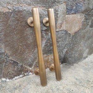 16&quot; Brass Door Pull Antique PLAIN OVALS, Barn Door Handle, Entry Door Handle, Brass Door Handle Pull, Door Handle Set, Front Door Handle