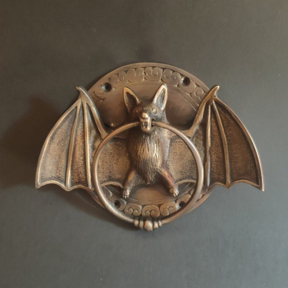 BAT Brass Door Knocker, Antique Bat Wing Door Knocker, Vampire Front ...