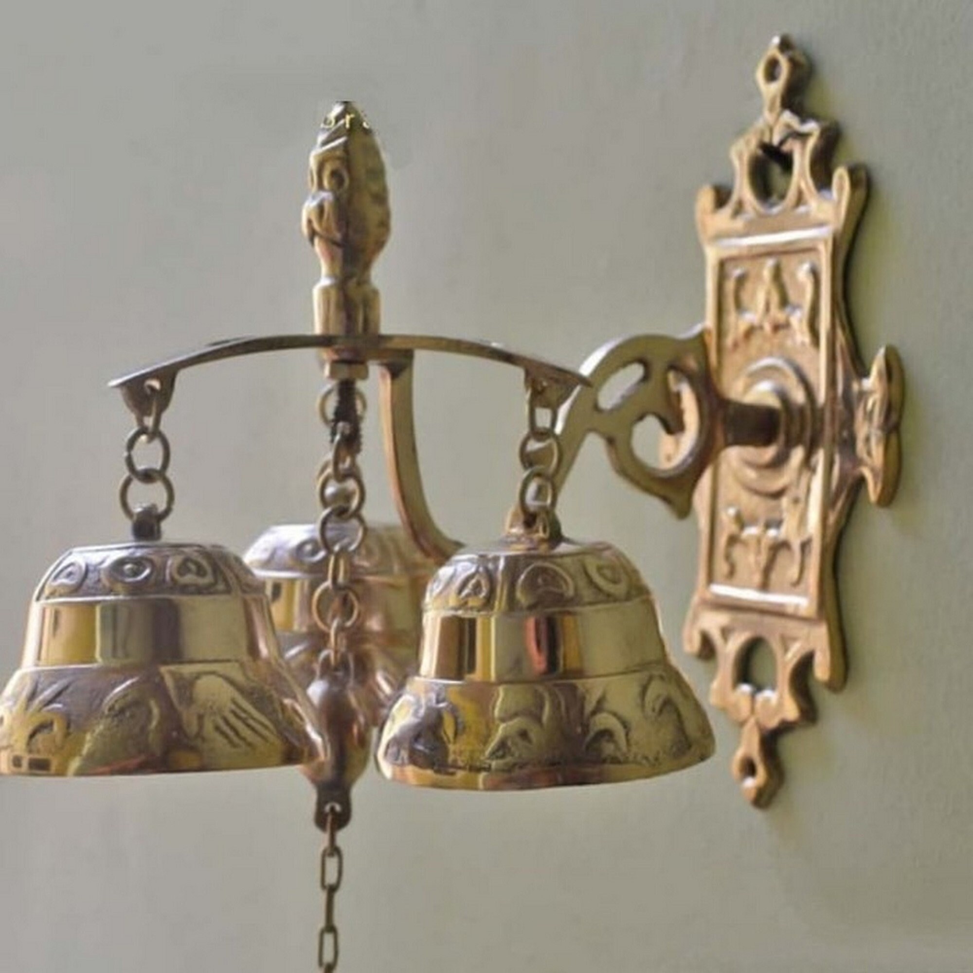 Brass 3 Bells Engraved Bell for Door Brass Bell Wall Brass - Etsy Canada