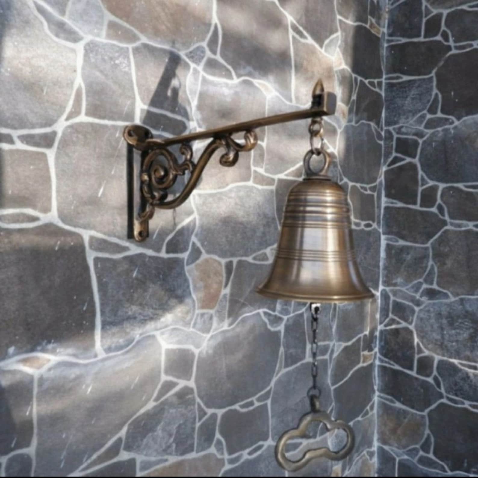 Antique Brass Bell Hanger Brass Bell Wall Solid Brass Etsy