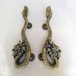 2X DRAGON Door Pull Handle, Brass Door Handle, Antique Door Knob, Large Door Handle, Main Door Handle, Entry Door Handle, Dragon Decor