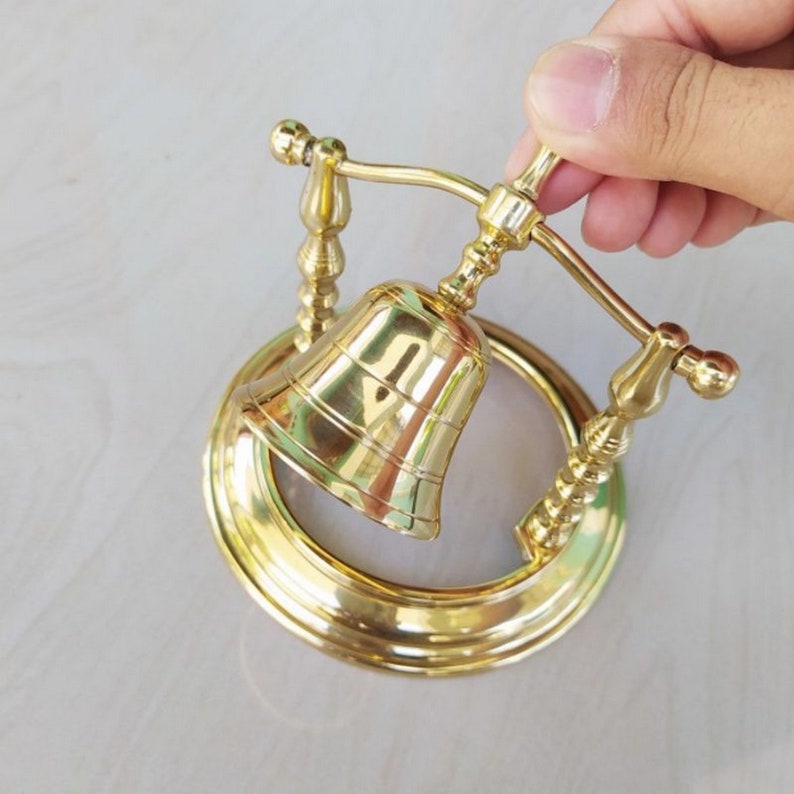 Bell Display Stand Gold Brass Bell Stand, Antique Brass Bell Table, Small Bell Display ...