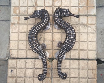 Entry Door Handle Seahorse V2, Door Pull Antique, Barn Door Handle, Brass Door Handle Pull, Door Handle Set, Front Door Handle