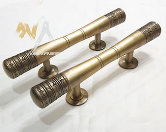 15" Antique Door Handle Brass Plain Carving, Door Pulls Handles, Brass Door Pull, Exterior Door Pull, Main Door Handle, Entry Door Handle