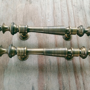 Long Cabinet Handles and Pulls Antique Brass, Drawer Pulls Handles, Wardrobe Handles, Cabinet Hardware, Unique Drawer Handles Brass
