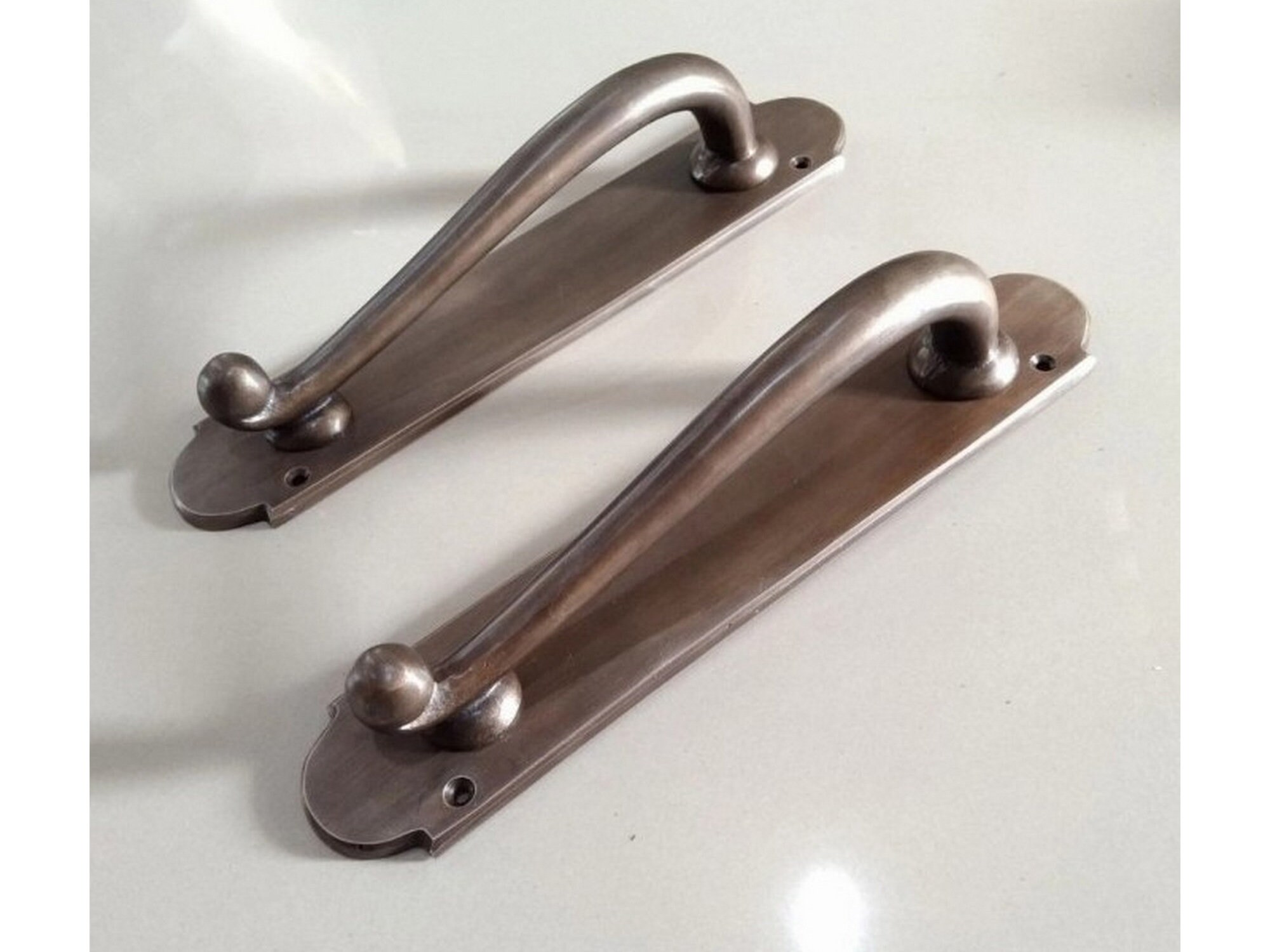 Pair Antique Brass Pull Handle Backplate Door Pulls Handles Etsy